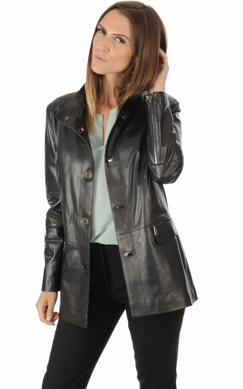 Veste 3/4 cuir noir