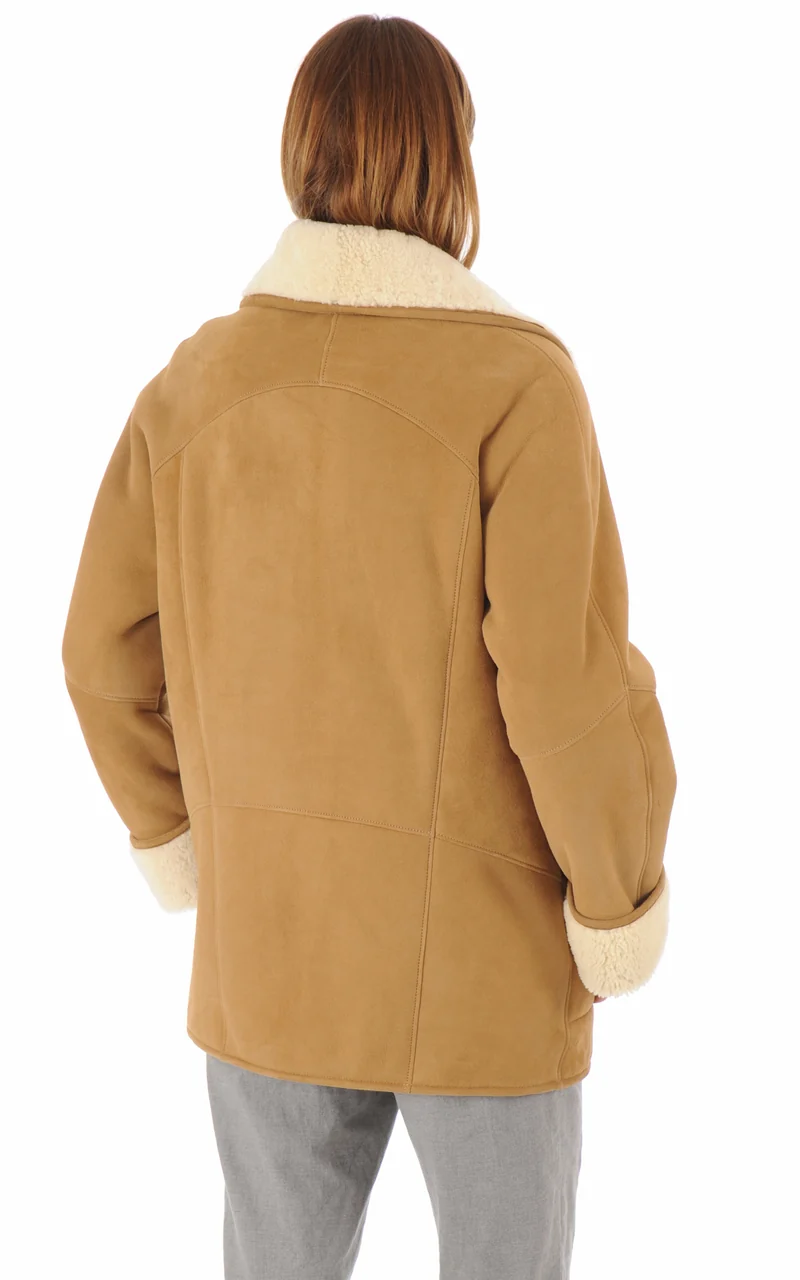 Veste peau lainée Serena Corto daim camel