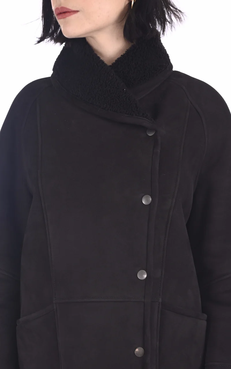 Veste peau lainée Serena Corto daim noir