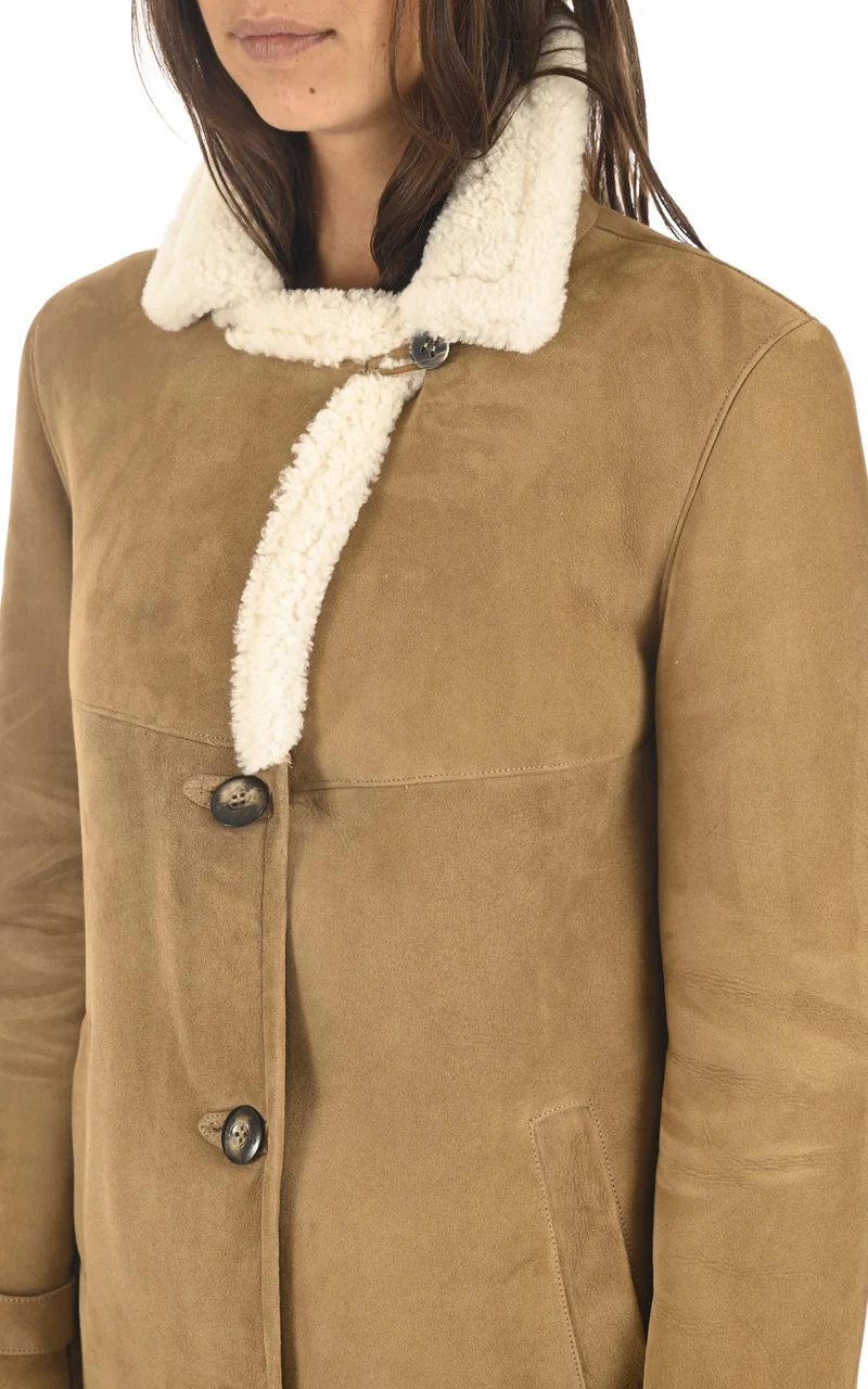 Veste peau lainée camel