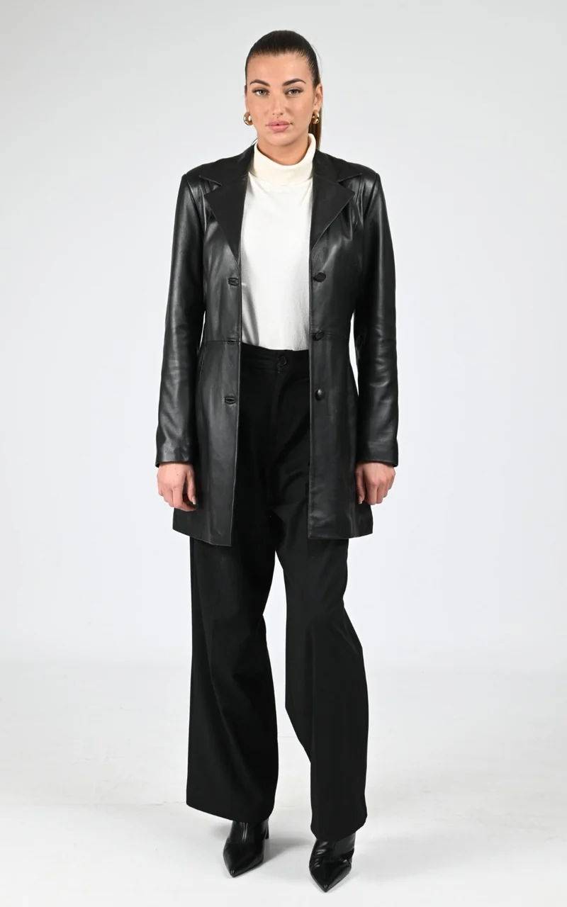 Veste cuir agneau noir