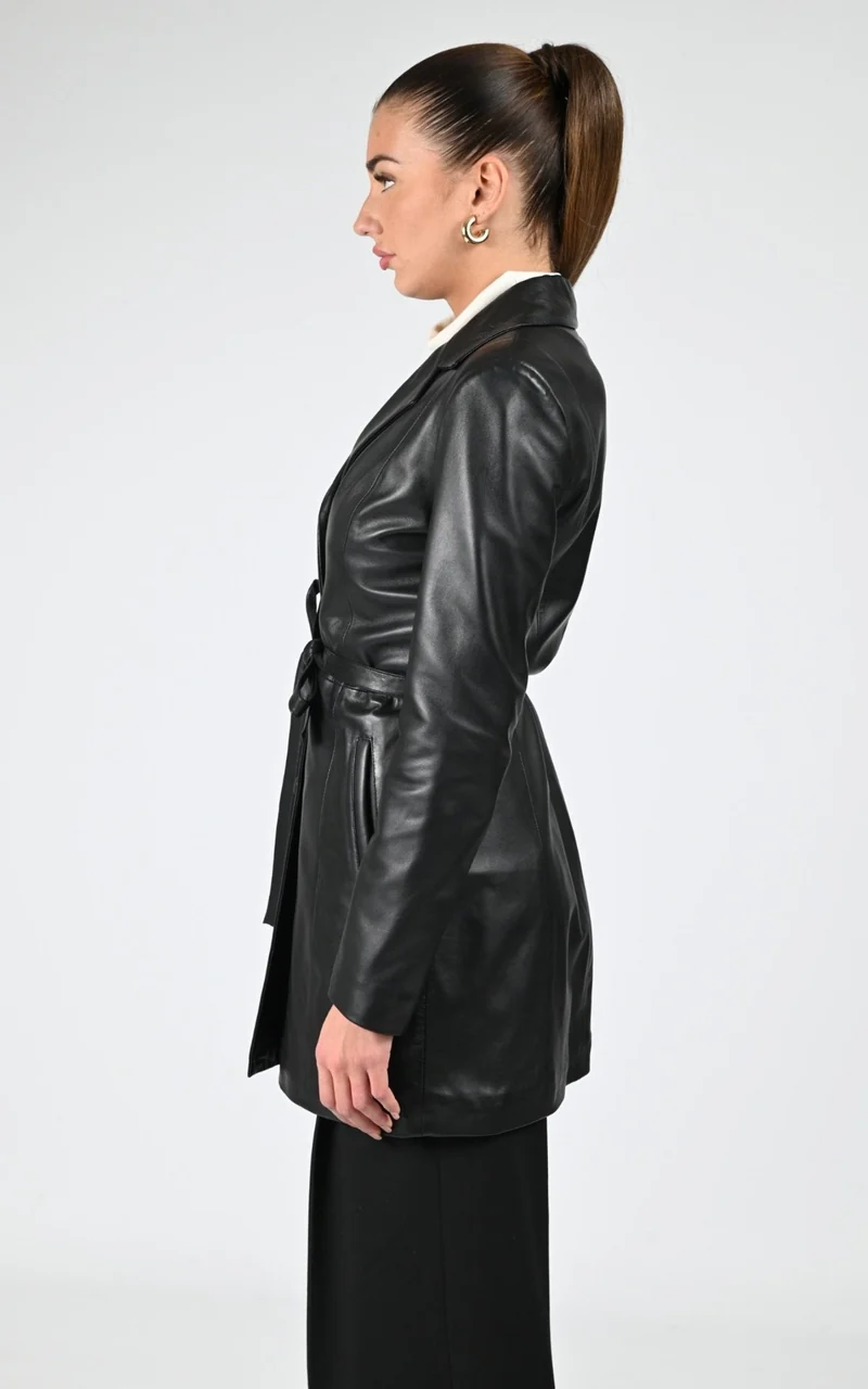 Veste cuir agneau noir