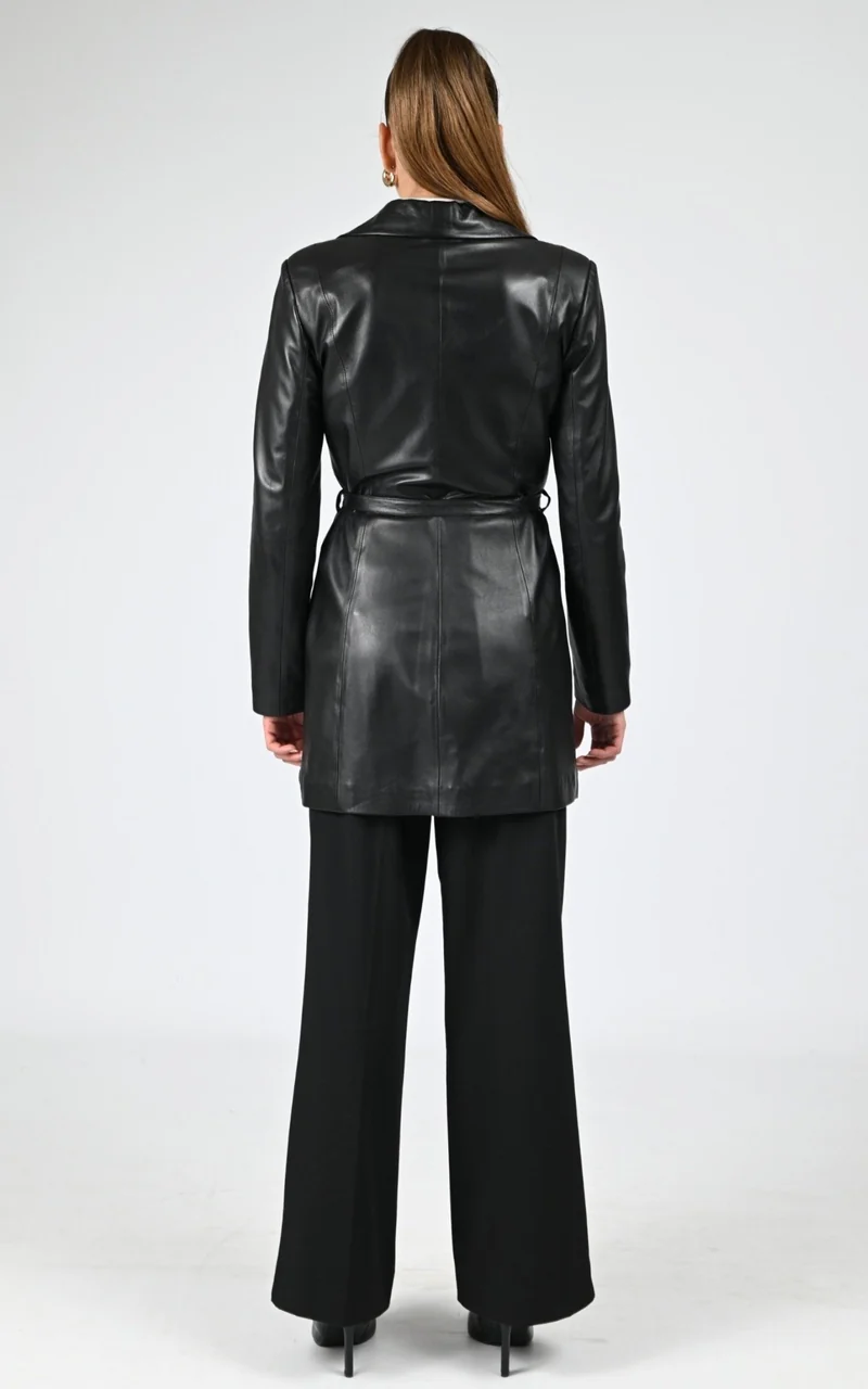 Veste cuir agneau noir