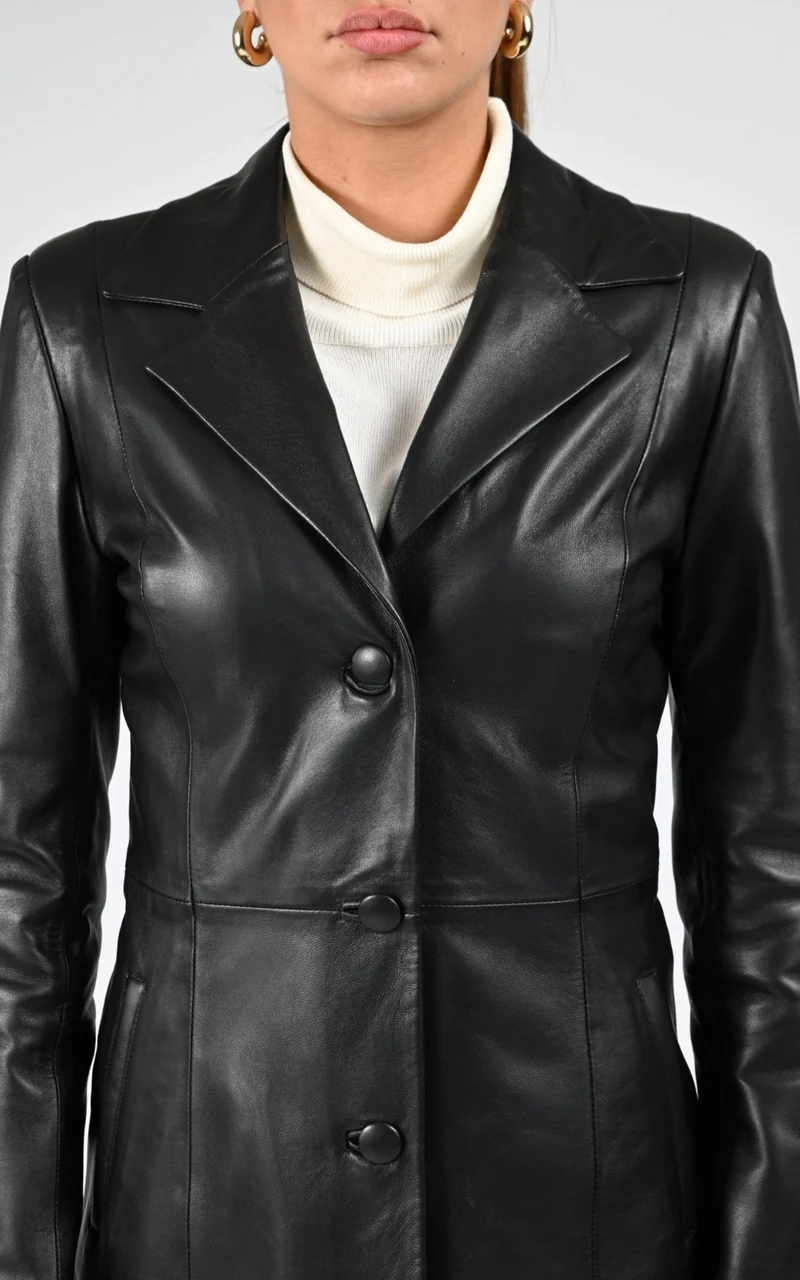 Veste cuir agneau noir