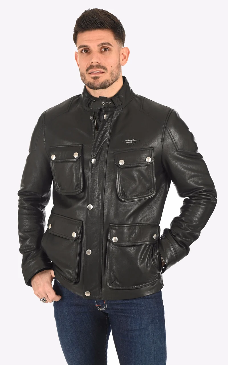 Veste cuir de vachette Richmond noir