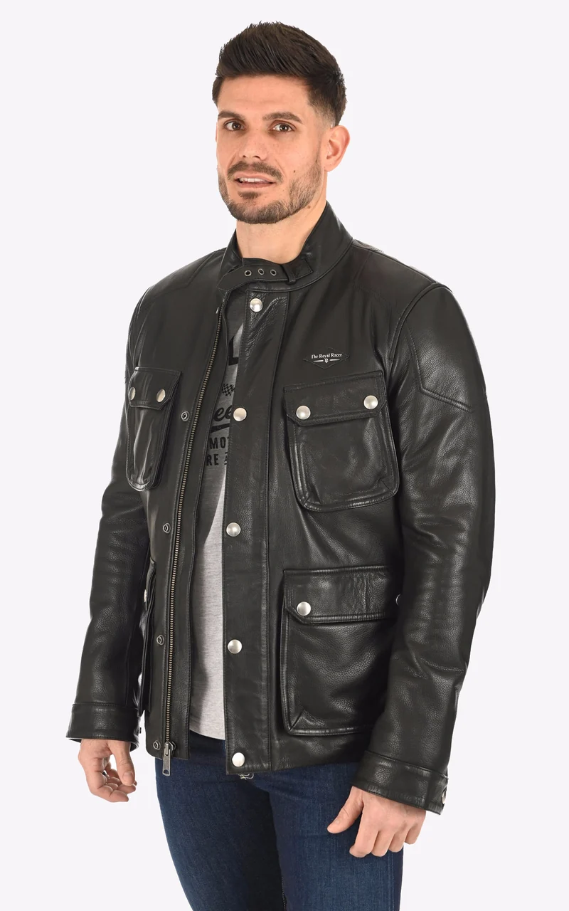 Veste cuir de vachette Richmond noir