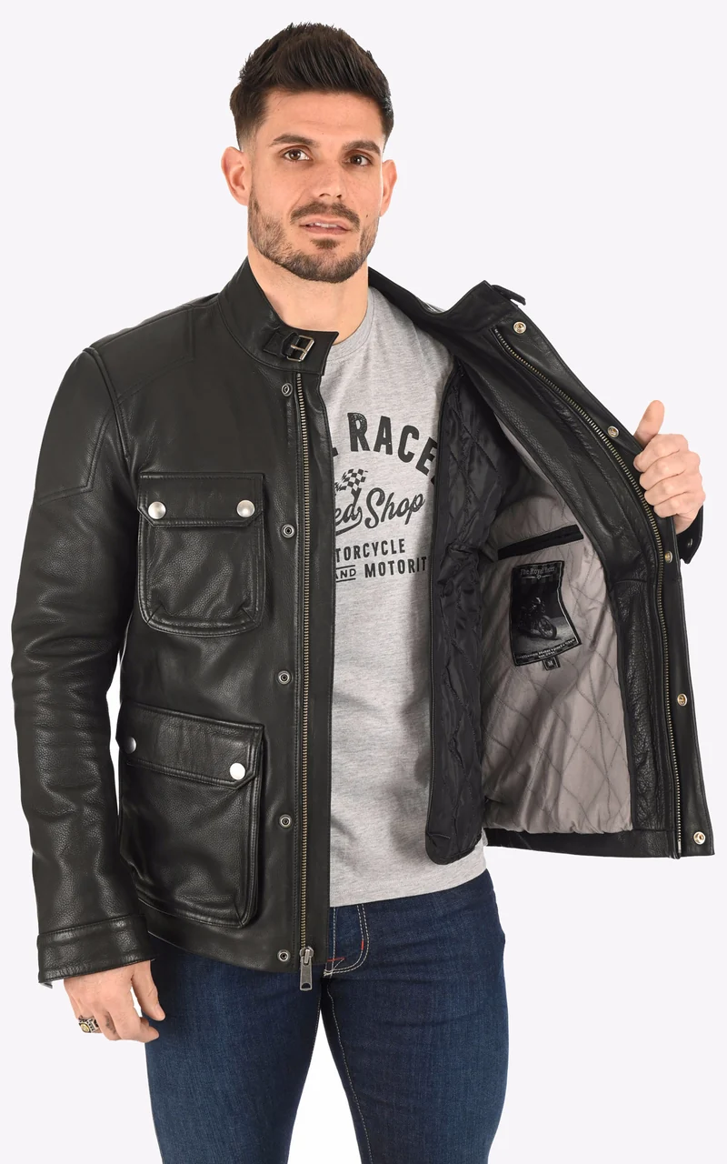 Veste cuir de vachette Richmond noir