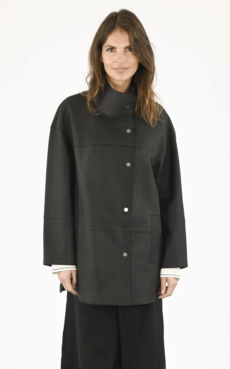 Veste longue daim noir