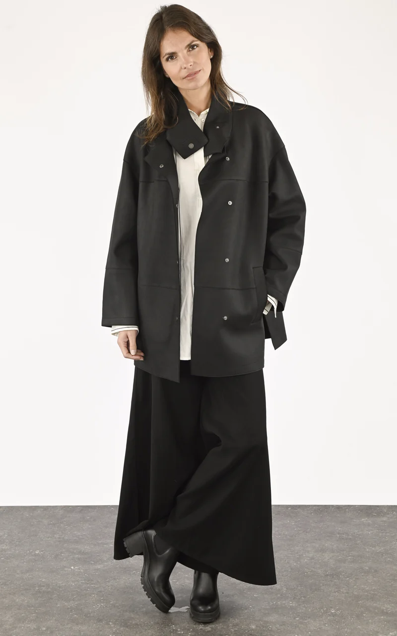 Veste longue daim noir