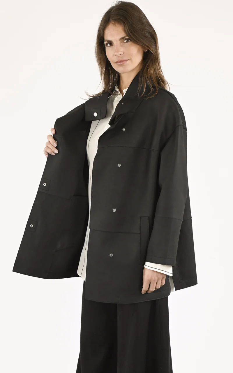 Veste longue daim noir