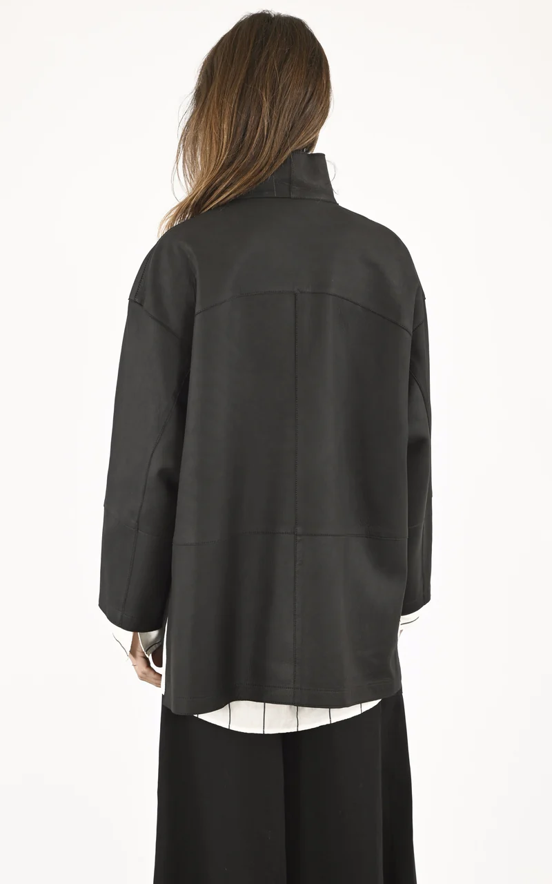 Veste longue daim noir