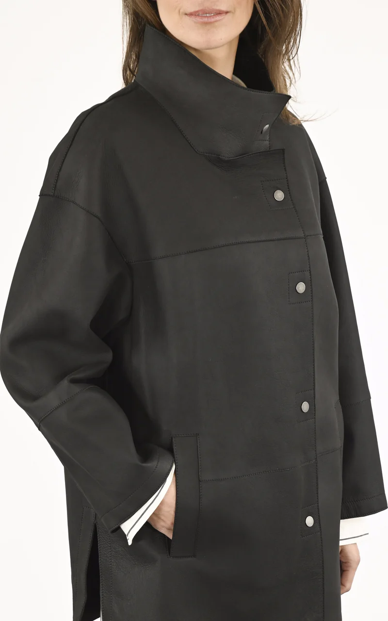 Veste longue daim noir