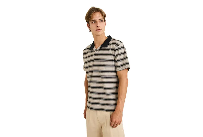 POLO HAVANE À RAYURES VINTAGE