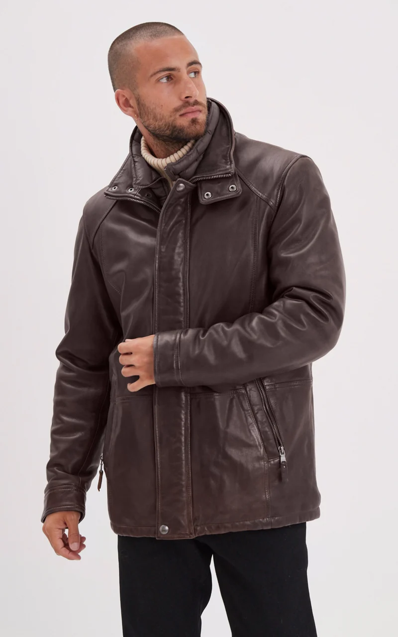 Veste cuir Cerro marron