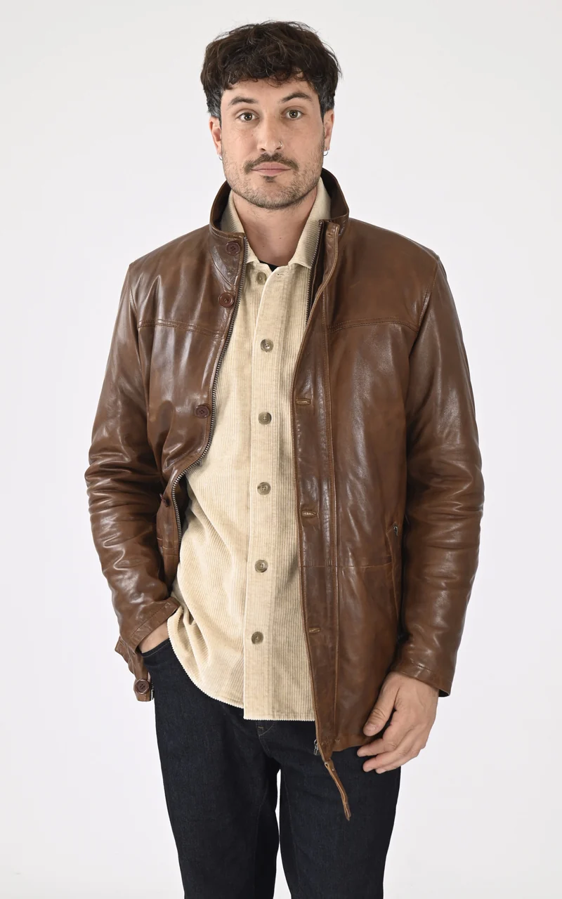 Surveste cuir agneau Moose marron