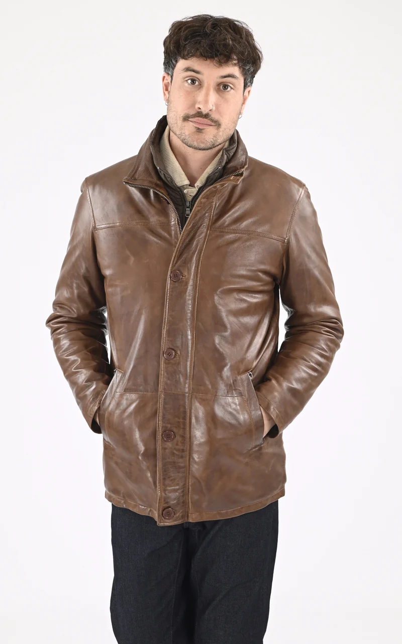 Surveste cuir agneau Moose marron
