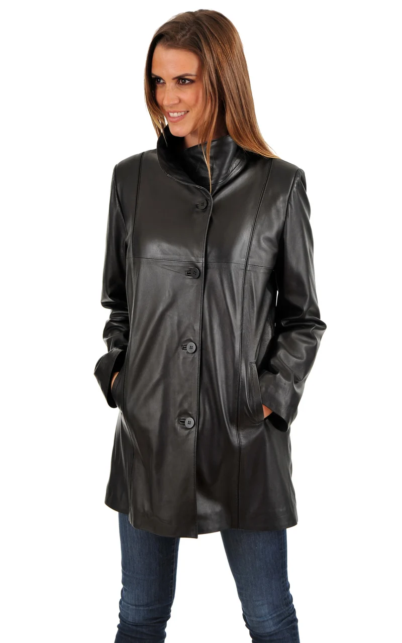 Veste cuir agneau noir