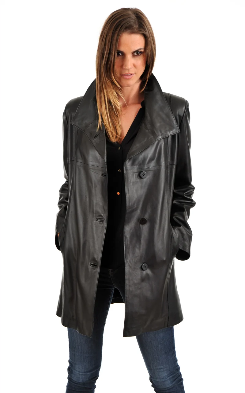 Veste cuir agneau noir