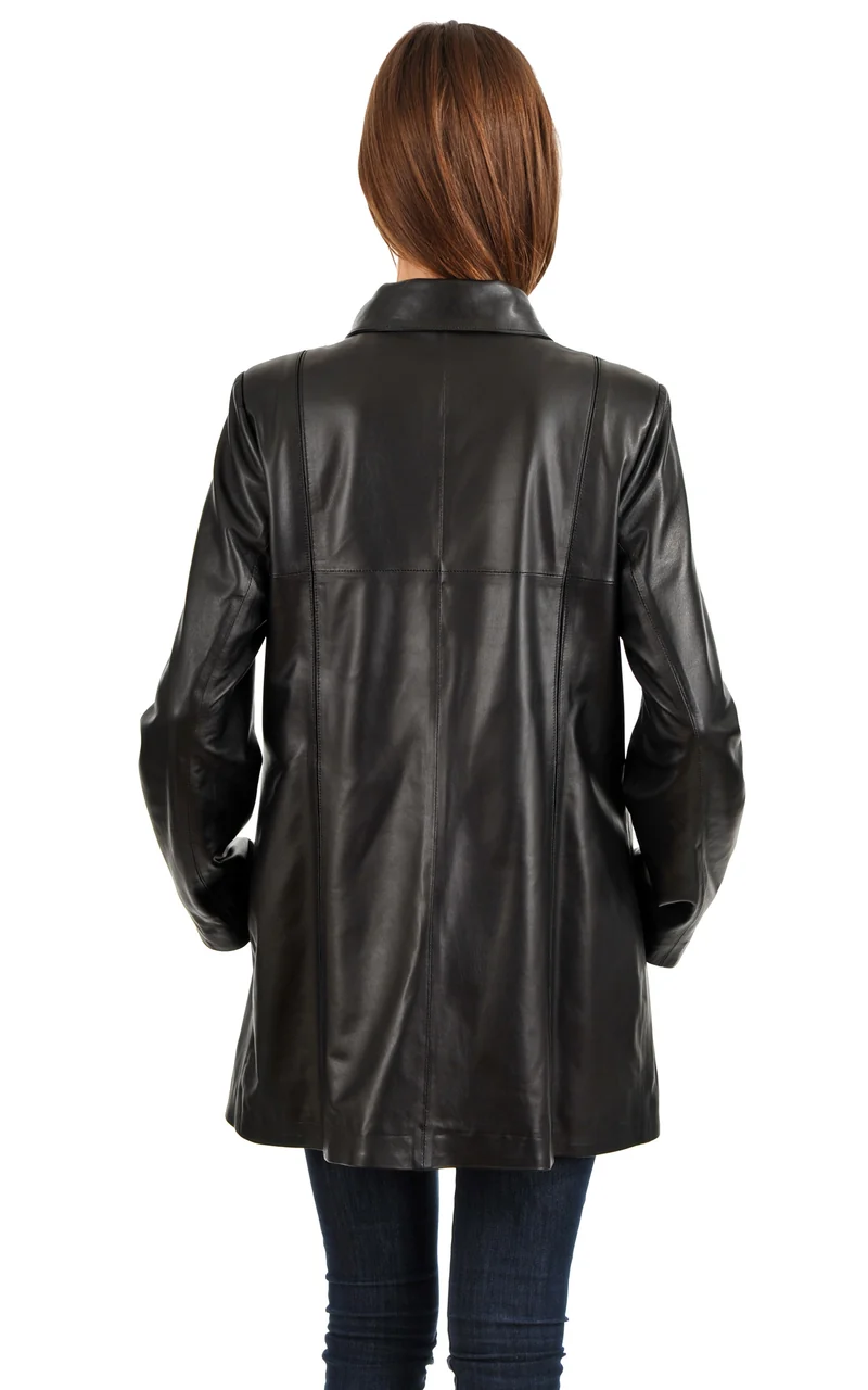 Veste cuir agneau noir