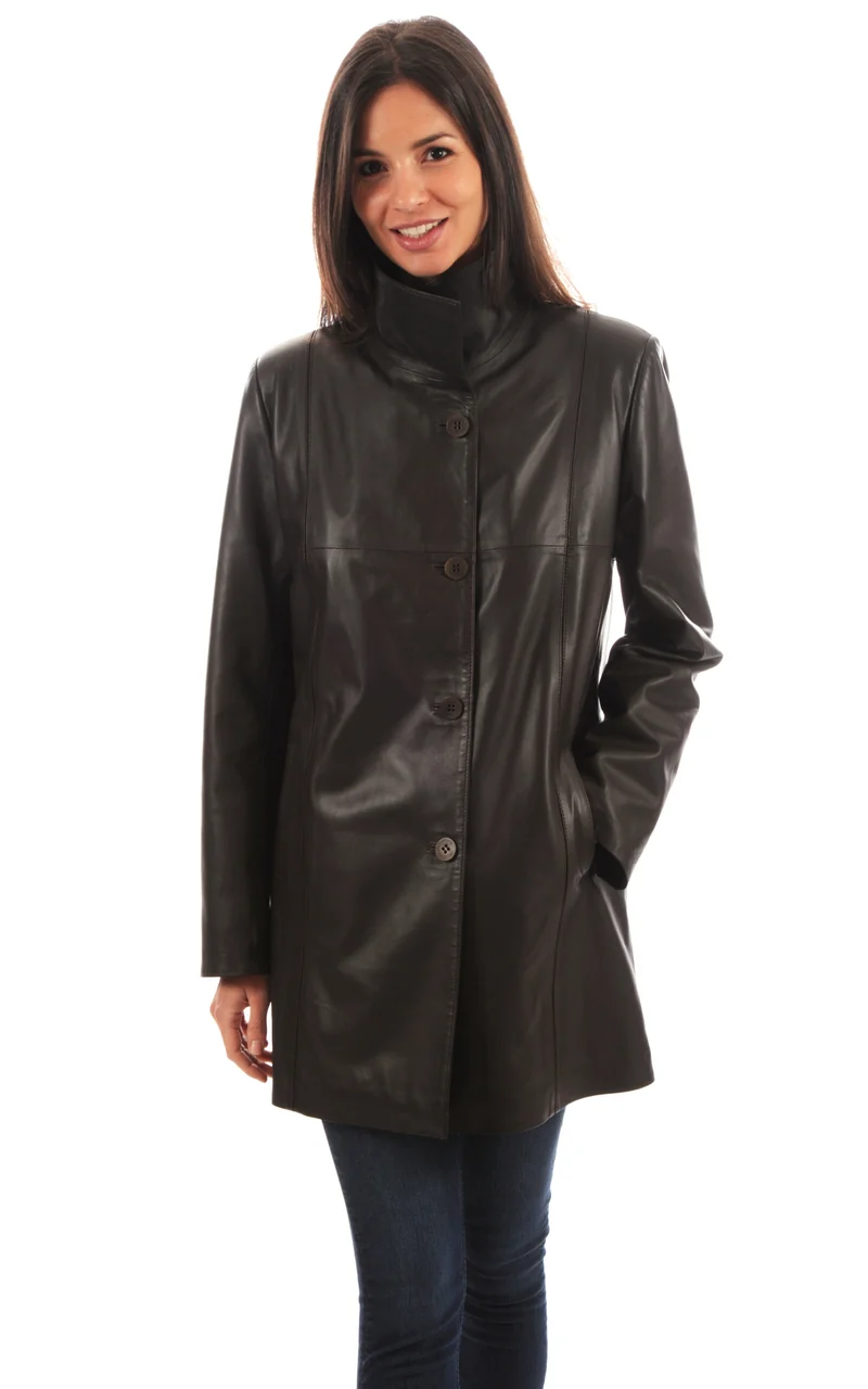 Veste cuir agneau marron