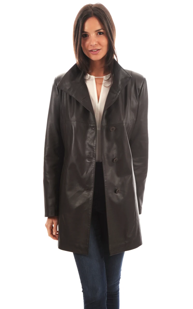 Veste cuir agneau marron
