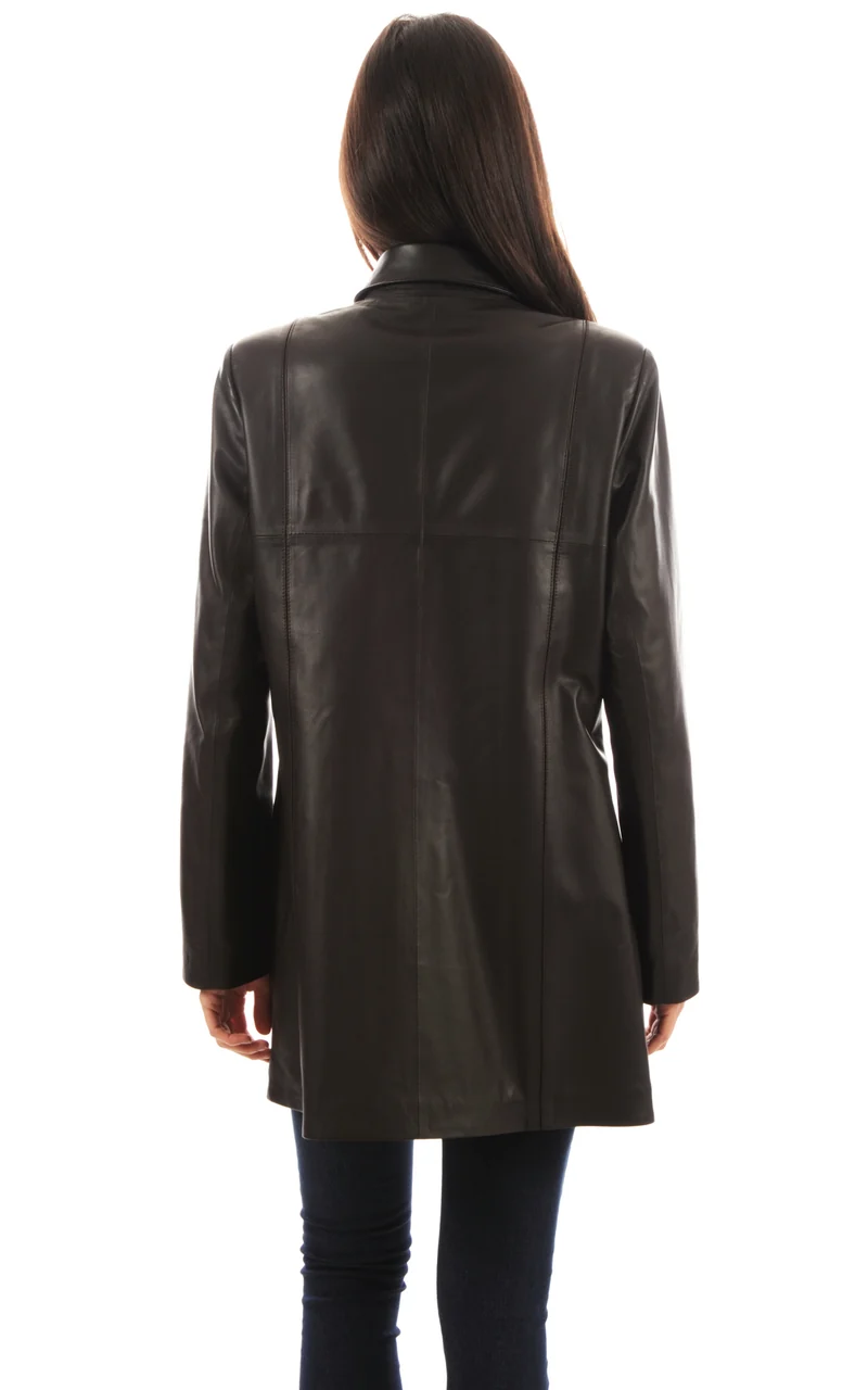 Veste cuir agneau marron