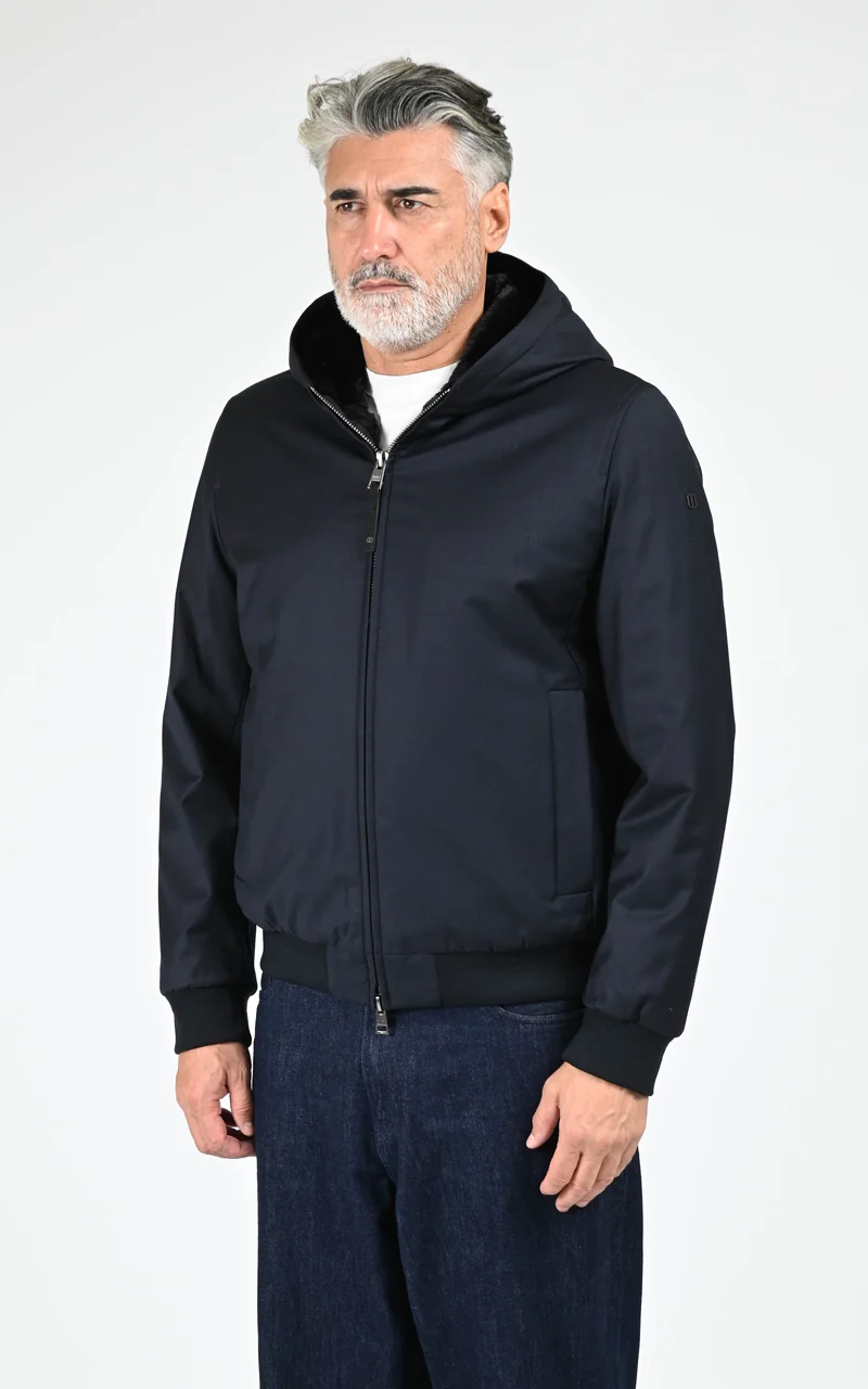 Veste à capuche laine Vigo bleu marine