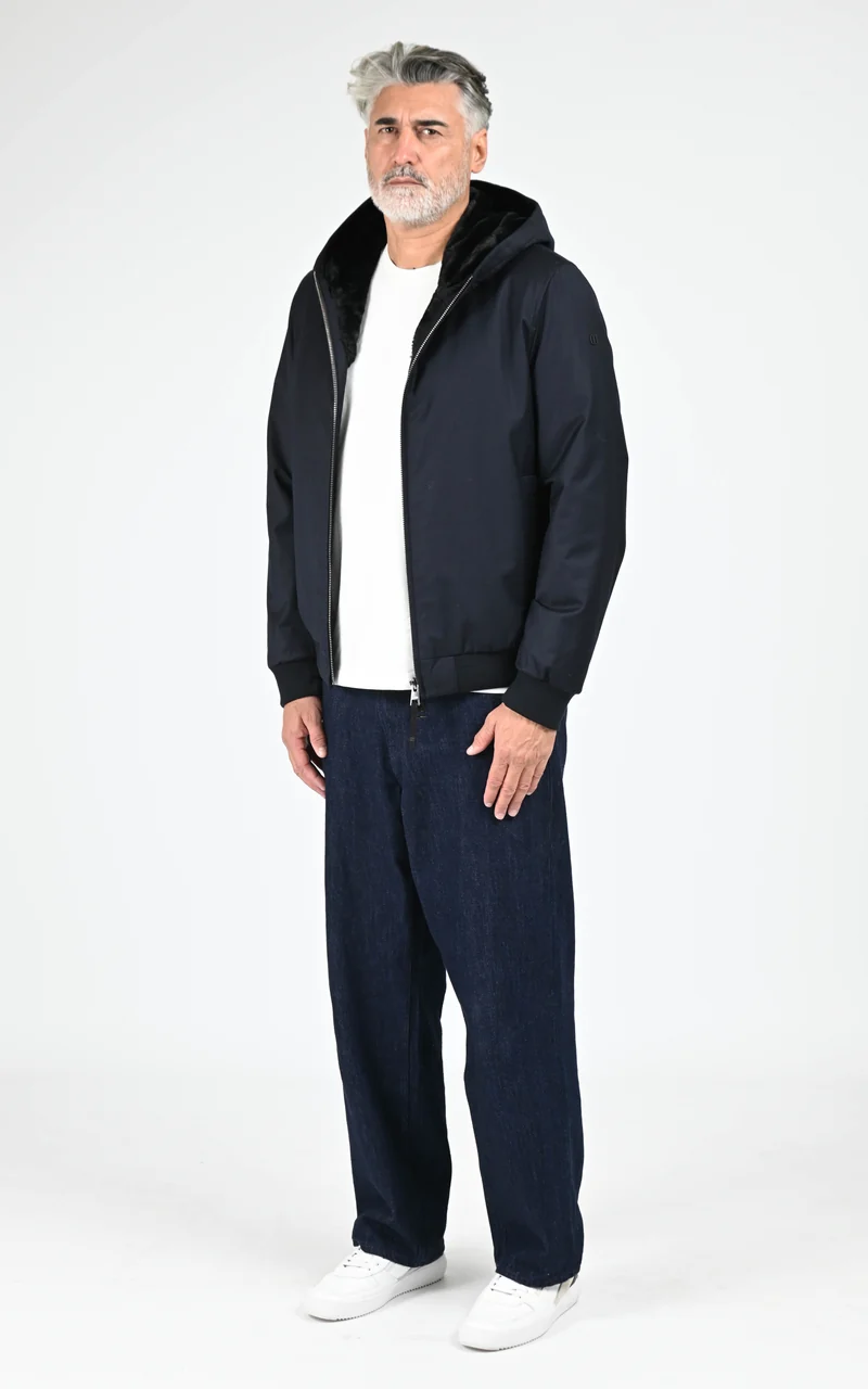 Veste à capuche laine Vigo bleu marine
