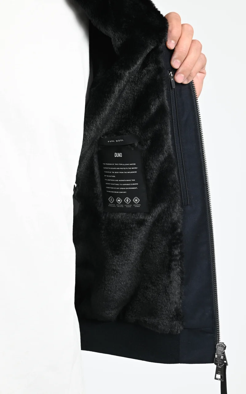 Veste à capuche laine Vigo bleu marine