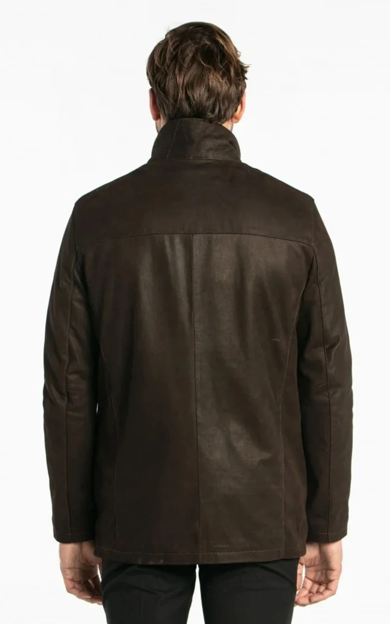 Veste cuir nubuck Balzac marron