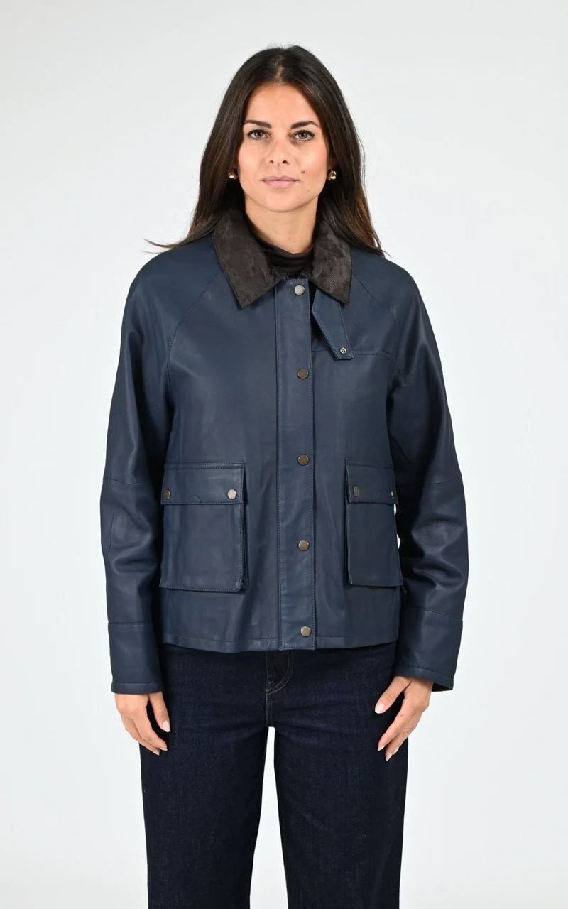 Veste croute de cuir Missouri bleu marine