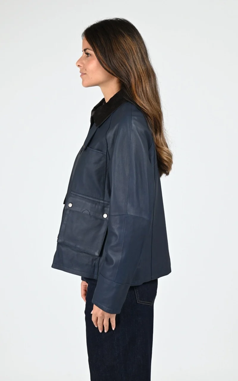 Veste croute de cuir Missouri bleu marine