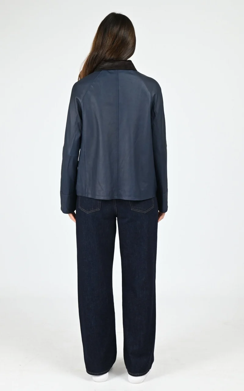Veste croute de cuir Missouri bleu marine