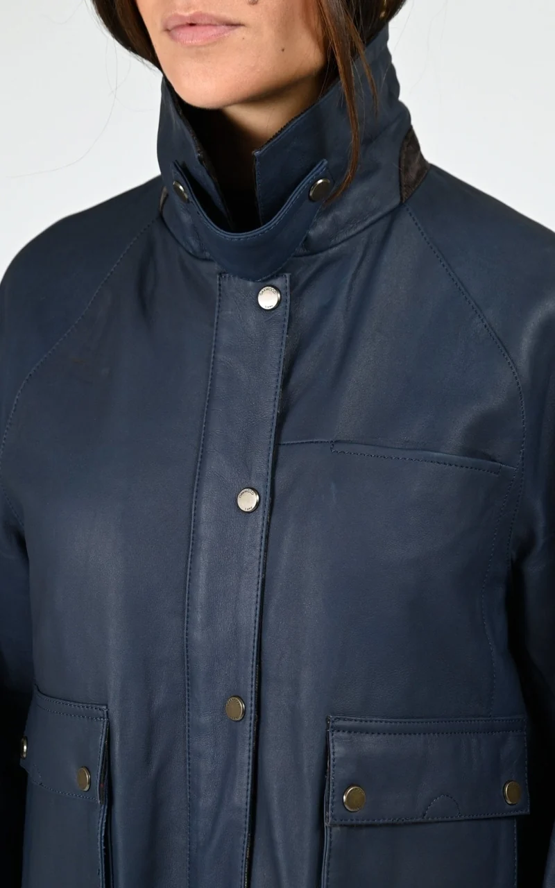 Veste croute de cuir Missouri bleu marine