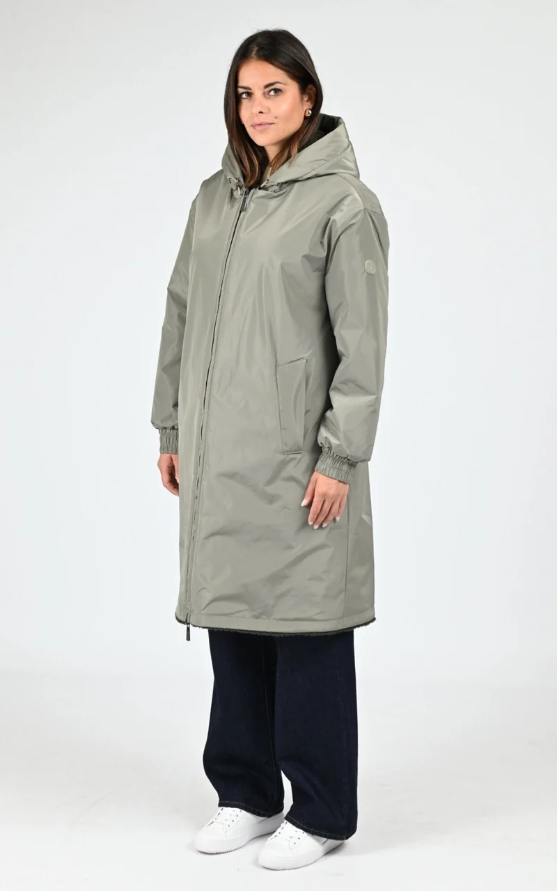 Parka réversible sherpa Selma kaki