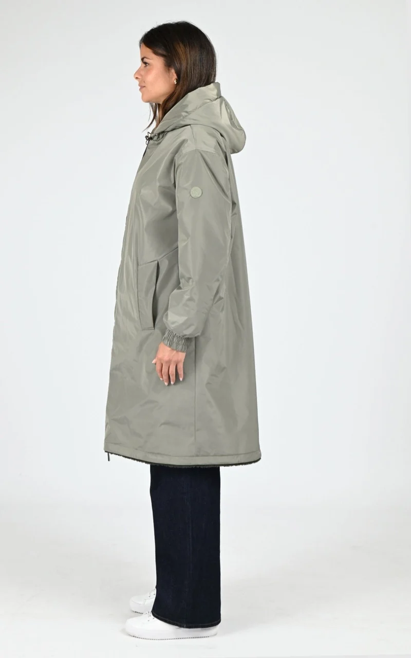Parka réversible sherpa Selma kaki
