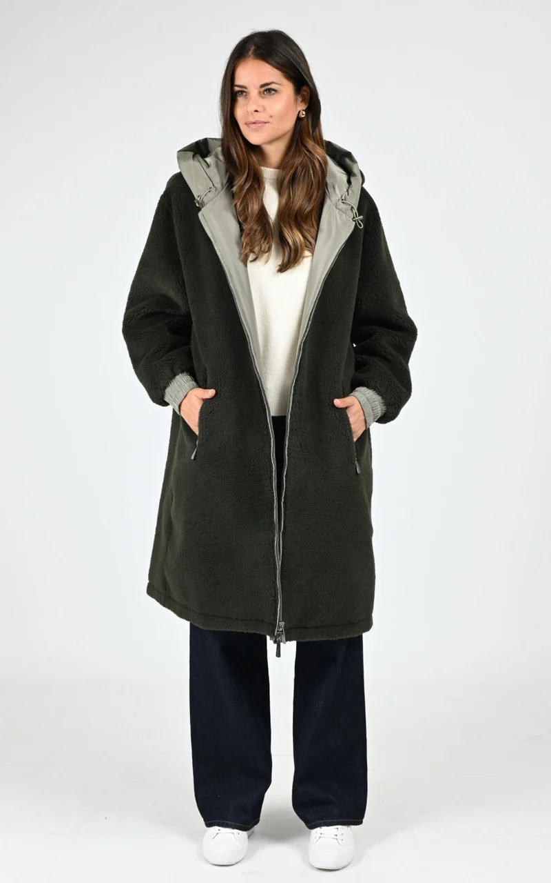 Parka réversible sherpa Selma kaki