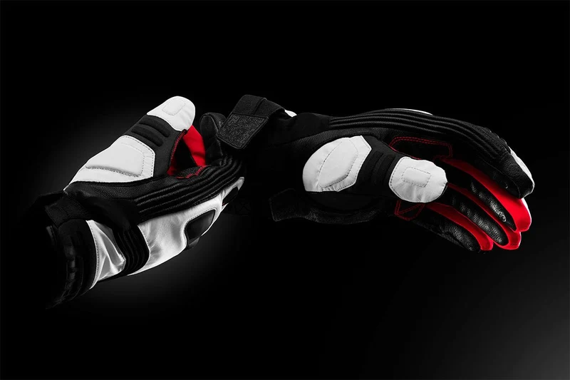 Gants Moto Cuir Homme Furygan BALMAZ ALL SEASONS Noir-Pearl-Rouge