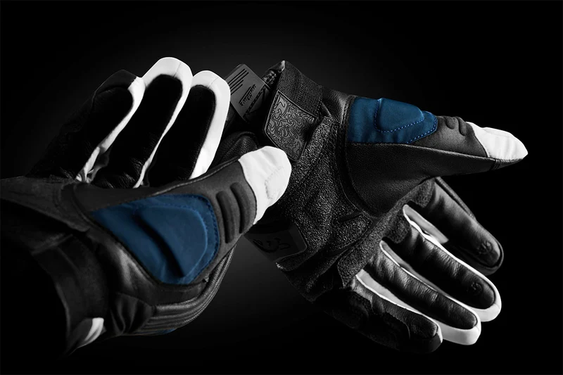 Gants Moto Cuir Homme Furygan BALMAZ ALL SEASONS Noir-Bleu-Pearl