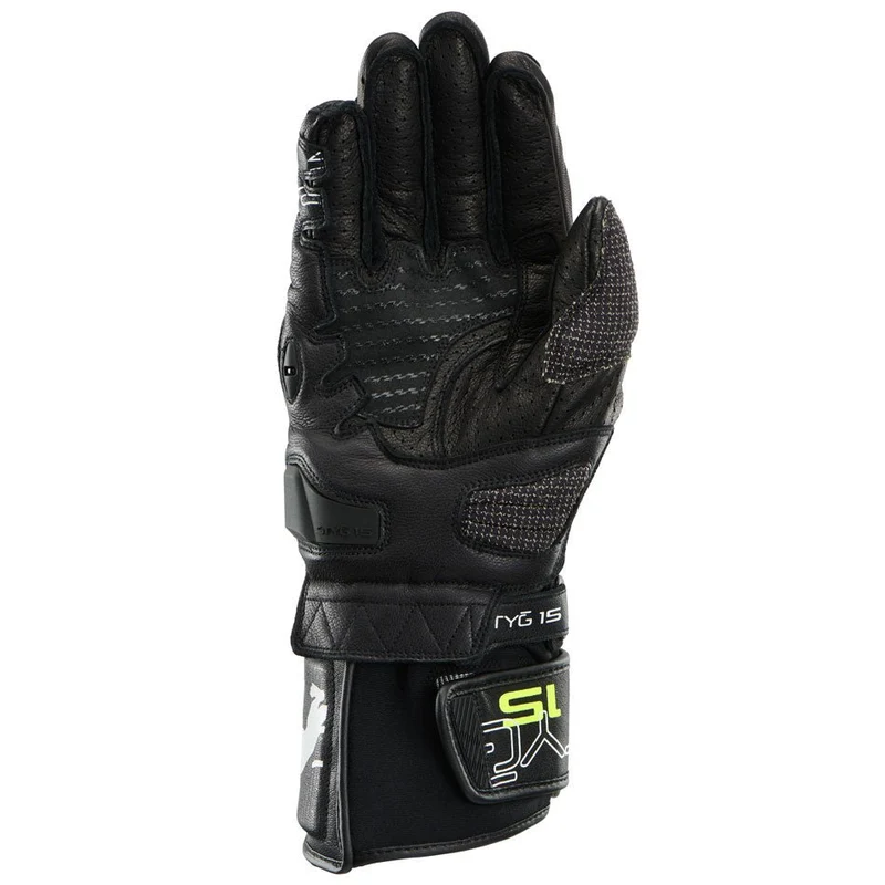 Gants Moto Cuir Homme Furygan STYG15 VENTED Noir-Blanc-Jaune Noir-Blanc-Jaune | Racing