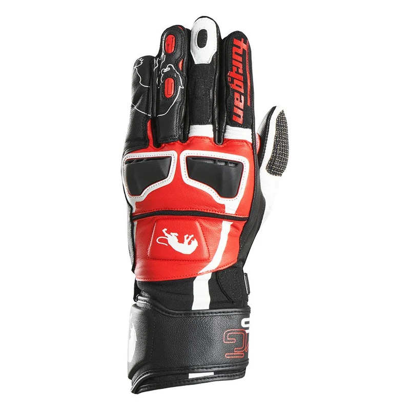 Gants Moto Cuir Homme Furygan STYG15 Noir-Blanc-Rouge | Racing
