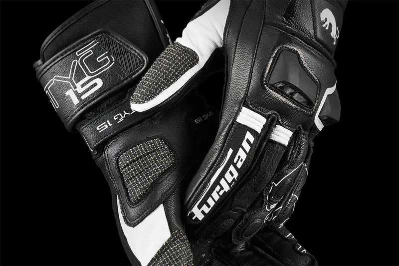 Gants Moto Cuir Homme Furygan STYG15 Noir-Blanc | Racing