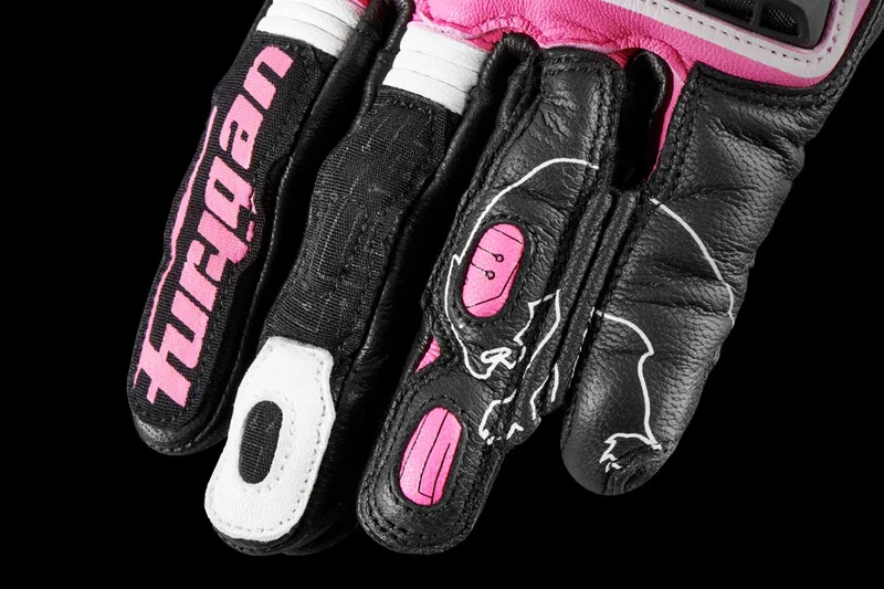 Gants Moto Cuir Femme Furygan STYG15 LADY Noir-Rose | Racing