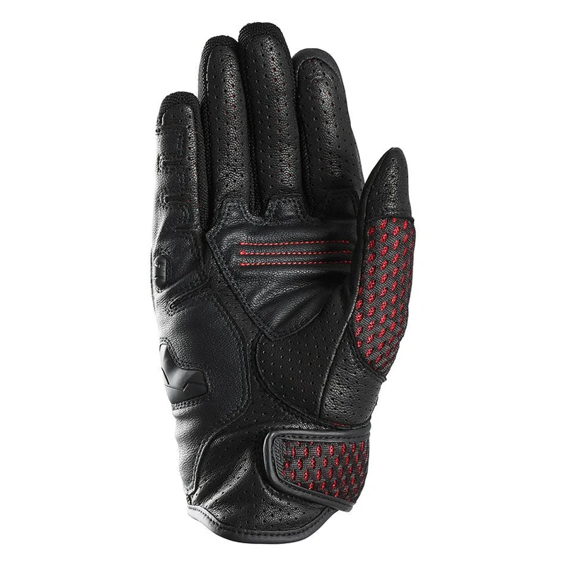 Gants Moto Cuir Homme Furygan TD AIR Noir-Rouge-Blanc | Été
