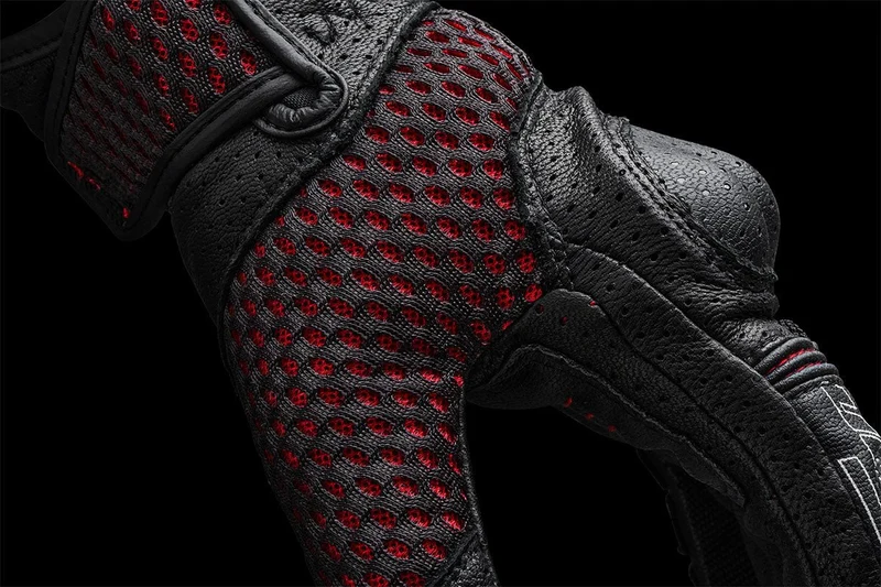 Gants Moto Cuir Homme Furygan TD AIR Noir-Rouge-Blanc | Été