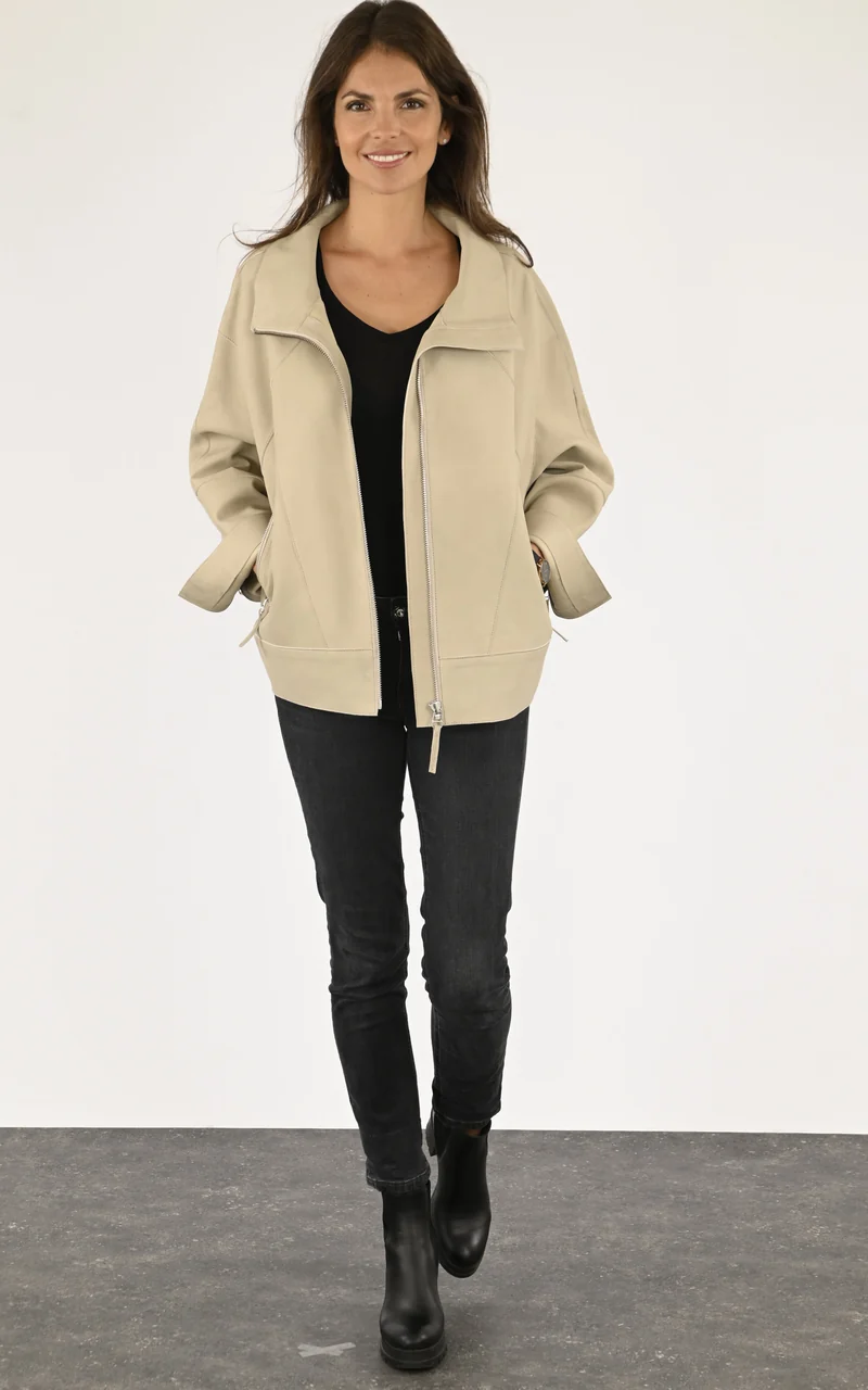 Veste oversize daim beige