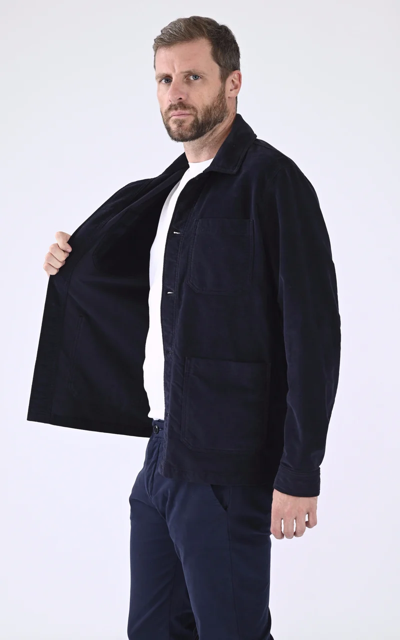 Veste peintre daim bleu marine