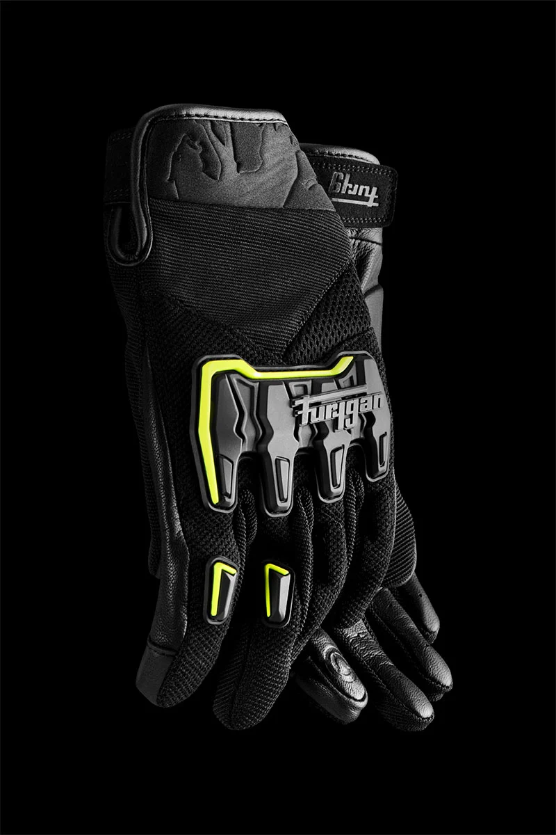 Gants Moto Cuir Homme Furygan SHADE Noir-Jaune Noir-Jaune | Été
