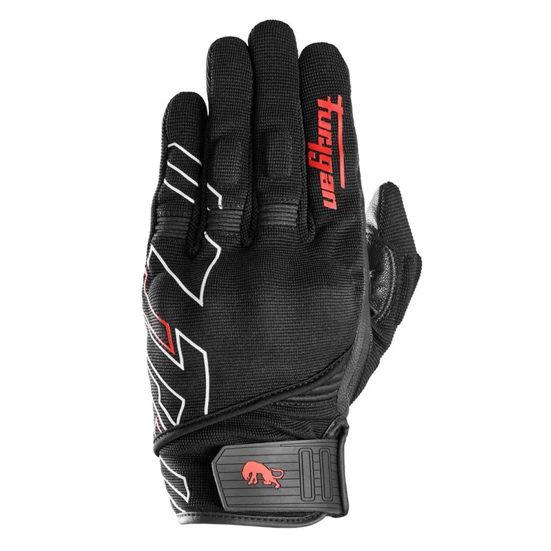 Gants Moto Cuir Homme Furygan JET NEON D3O® Noir-Blanc-Rouge | Été