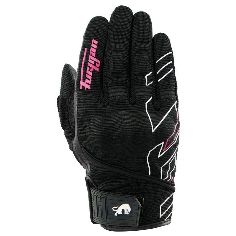 Gants Moto Cuir Femme Furygan JET NEON D3O® LADY Noir-Blanc-Or | Été